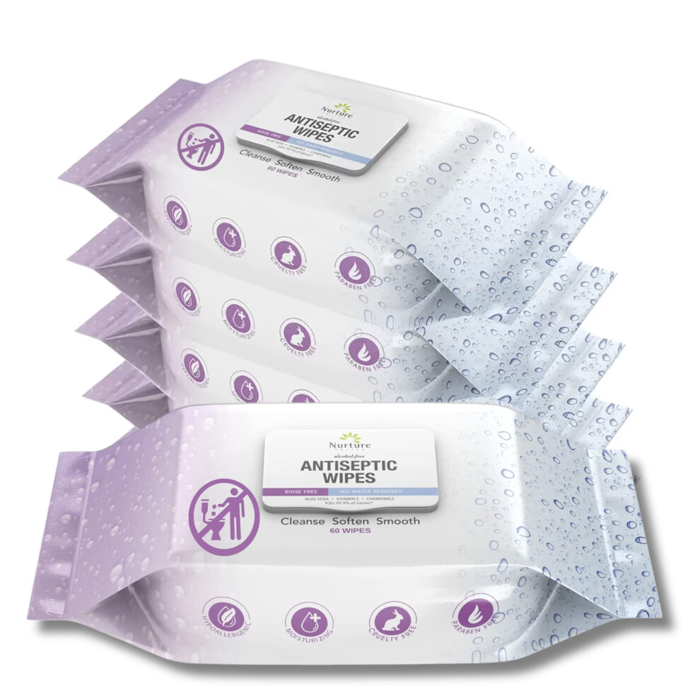 Nurture Valley Nurture Xl Antibacterial Body & Hand Wipes | Alcohol-Free Antiseptic Wet Sanitizer Towelettes For Germ Removal, Disinfecting Skin, Sanitizing Hands |C