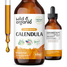 Wild & Organic Ringelblume Tinktur - Flüssige Ringelblumen Ergänzung für Immunsupport - Alkohol-Frei - 4 fl