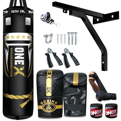 4ft Boxing Punch Bag Set with Gloves, Wall Bracket