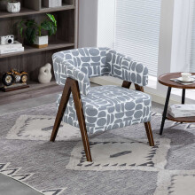 WestWood Fabric Tub Chair Armchair for Small Spaces Padded Seat White&Grey