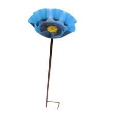 Iron Garden Stake Bird Bath Feeder Watering Station-peaco blue