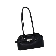 Multiple Compartments Single Shoulder Bag PU Leather-Black