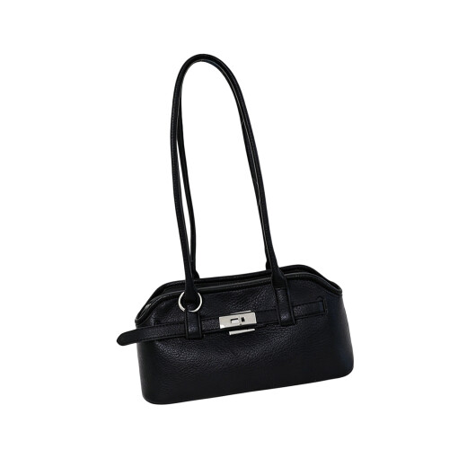 Multiple Compartments Single Shoulder Bag PU Leather-Black