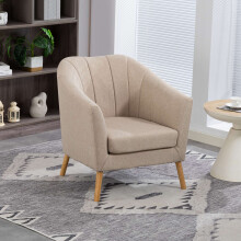 WestWood Modern Tub Chair, Upholstered Arm Chair Comfy Single Sofa Cream