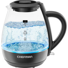 Chefman 1L Electric Tea Kettle with LED Lights, Automatic Shut Off, Removable Lid, Boil-Dry Protection, Hot Water Electric Kettle