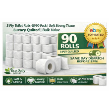 3 Ply Unfragranced Toilet Rolls 90 Pack Soft Tissue