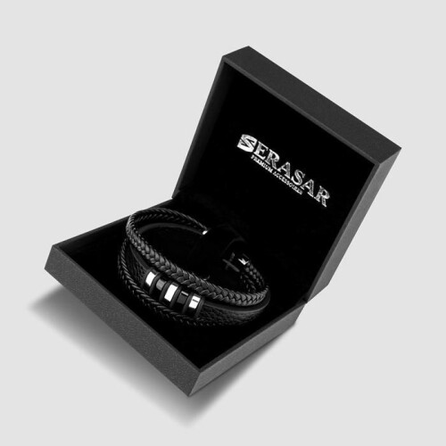 Herren-Lederarmband Silber, eleganter Armschmuck, perfektes Geburtstagsgeschenk für Ehemann oder Freund 1