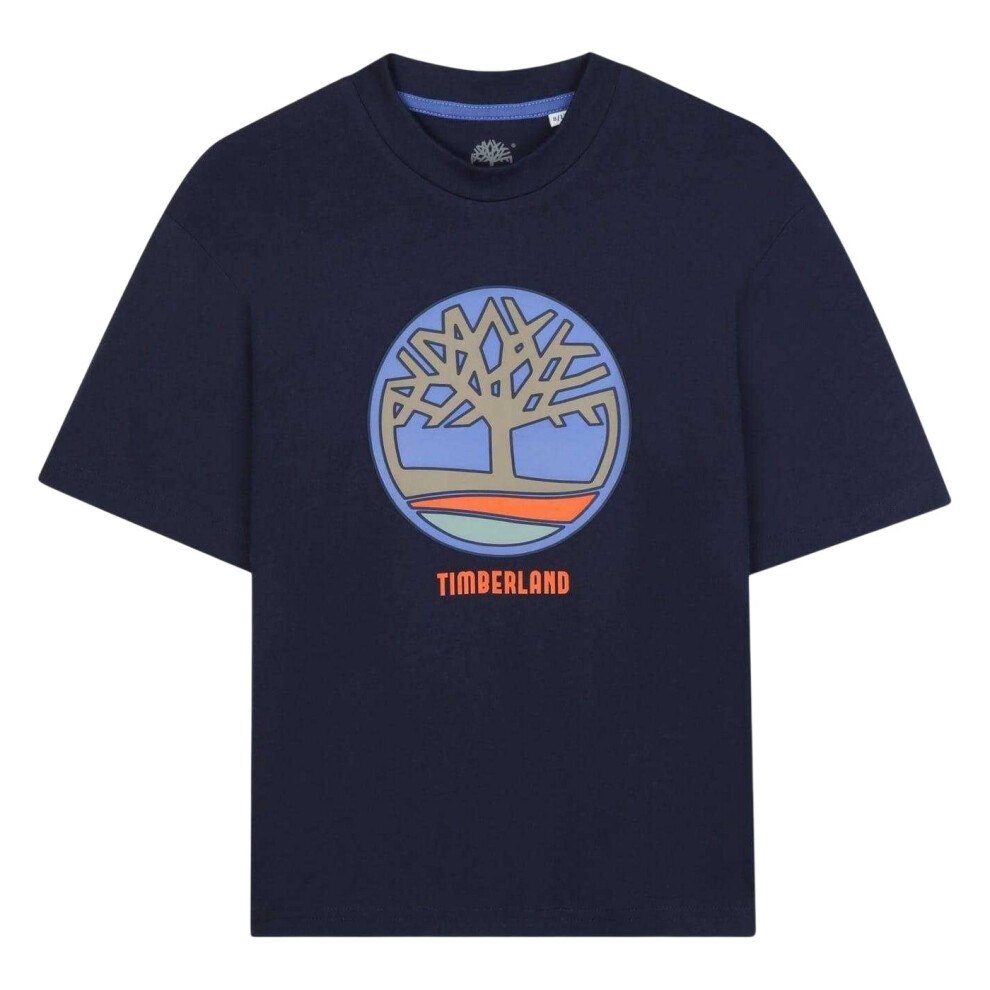 Timberland (12 Years, Navy) Boys Logo Crew Neck T-Shirt