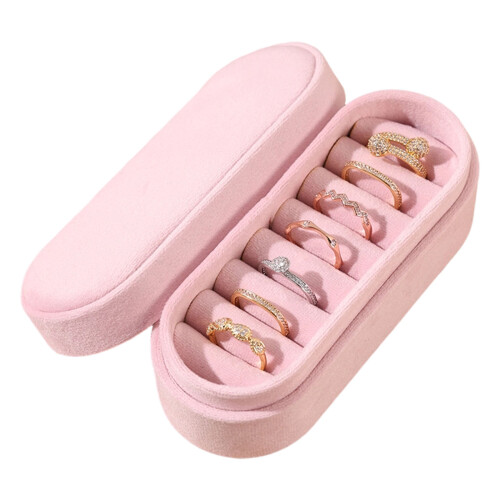 Samtiger Hartschalen-Schmuck-Organizer mit 7 Fächern für-is74