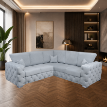 (2 Seater, Silver) Ashton Full Back Sofa Set Plush Velvet 3 Seater, 2 Seater, 5 Seater Corner Couches Settee