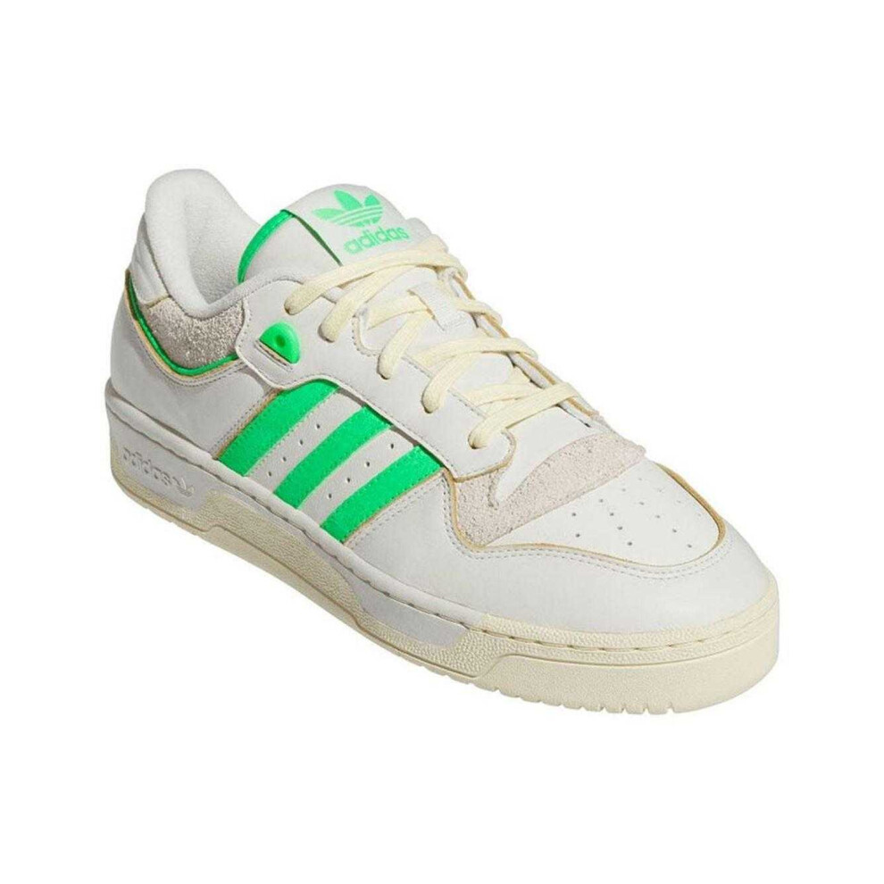 Adidas (11.5 Uk, White/Neon Green) Mens Rivalry Leather Cupsole Trainers
