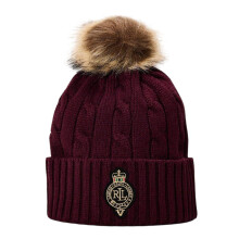 (One Size, Deep Garnet) Ralph Lauren Womens/Ladies Polo Beanie