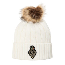 (One Size, Cream) Ralph Lauren Womens/Ladies Polo Beanie