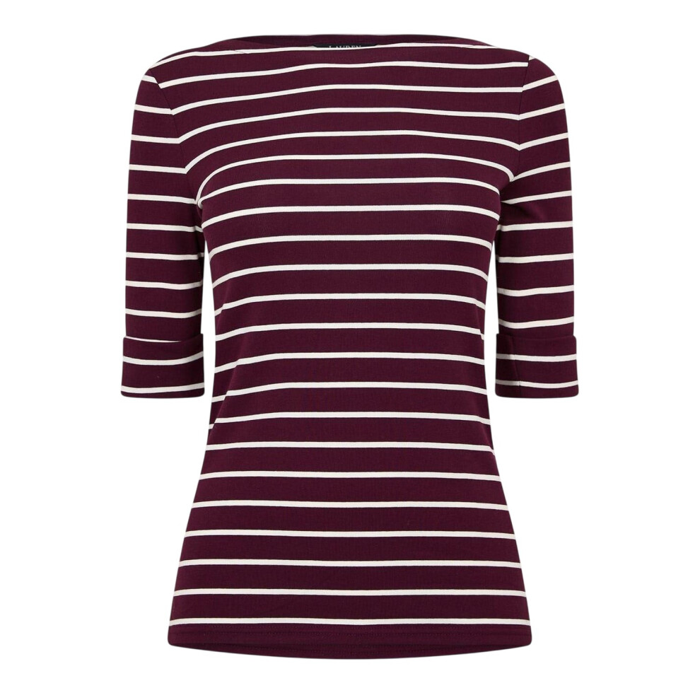 Ralph Lauren (8 Uk, Deep Garnet) Womens/Ladies Judy Boat Neck 3/4 Sleeve T-Shirt Multicoloured
