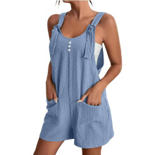 Women's Summer Comfy Casual Sleeveless Romper-Light Blue XXL