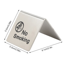 2x Stainless Steel Table No Smoking Signs