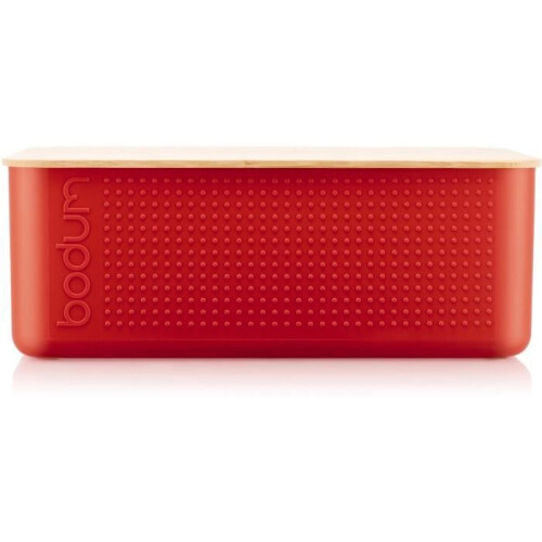 Bodum Bread Box - BODUM - 11555-04 - Large Model - Bamboo Lid - Red