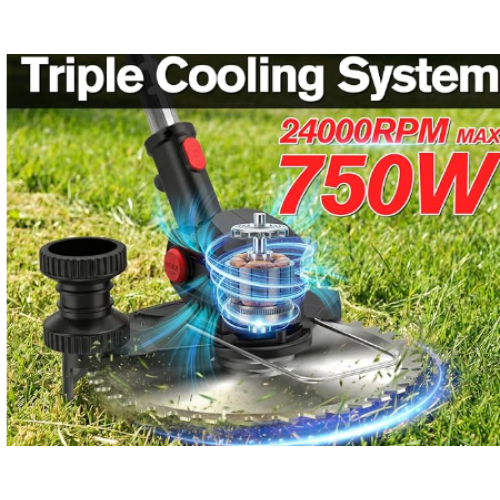 Cordless Strimmer with 2x2.0Ah Batteries, 750W 2