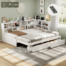 3ft Single Daybed with Two Storage Drawers and Beside Storage