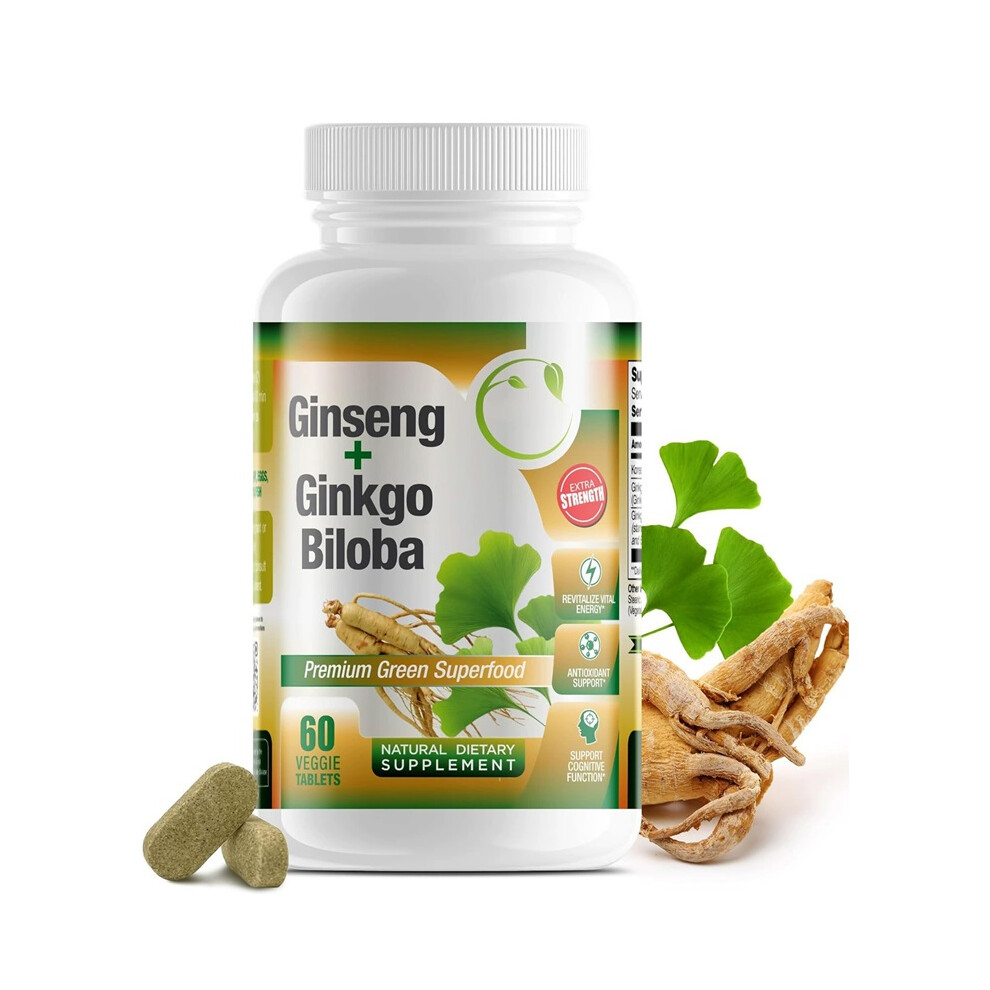 Red (3Pcs) 3 Bottles Of Ginkgo Biloba & Panax Ginseng Supplement-60 Tablets