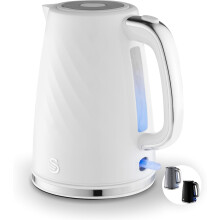 Swan SK14611WHT Windsor Rapid Boil Kettle with Removable Limescale Filter, Boil Dry Protection and Hidden Cord Storage, 1.7L, 3KW, White