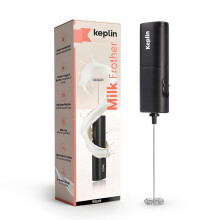 Keplin Handheld Stainless Steel Slim Electric Milk Frother, Ergonomic Portable Battery-Power for Coffee, Protein Shakes, Black