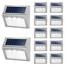 10Pcs Stainless Steel Solar Fence Lights Outdoor