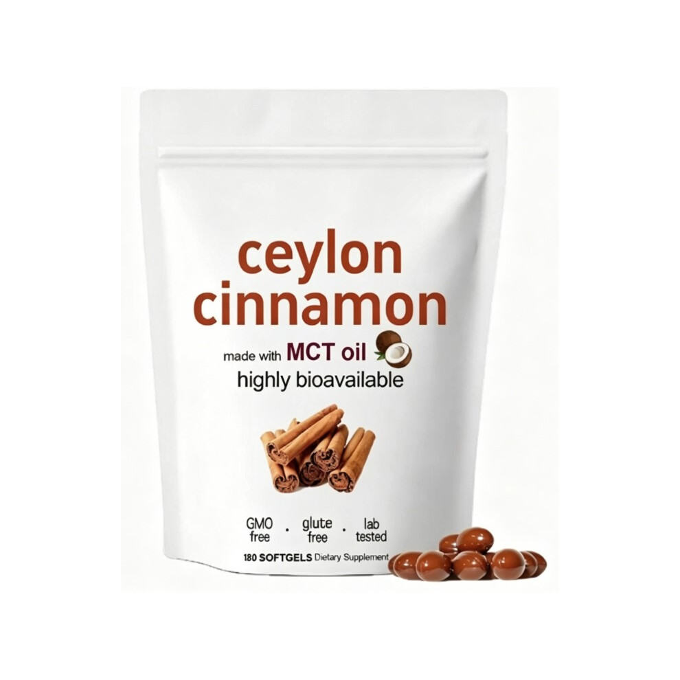 (2PCS) Ceylon Cinnamon Softgels with MCT Oil, 180 Count,  Non-GMO Gluten Free Daily Metabolic Wellness Supplement