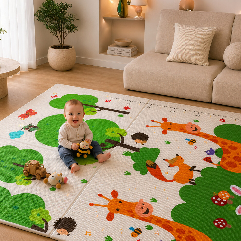 Kidoola Style 1-Animals Reversible Large Baby Play Mat Soft Playmat For Baby's Crawling, Tummy Time