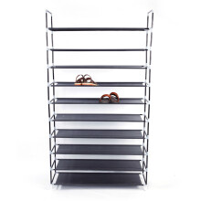 10 Tiers Non Woven Fabric Shoe Rack with Handle Lightweight Space Saving Storage for Home Dormitory Office Black