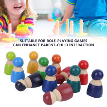 12Pcs Wooden Role Play Dolls Set