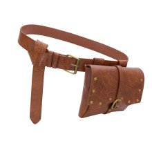 Adjustable Waist Pouches With Multiple Compartments PU-brown