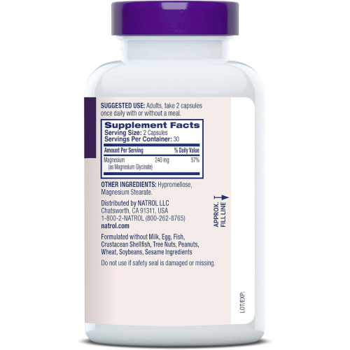 Natrol Natrol, Μαγνήσιο Γλυκινάτη, High Absorption, 60 Capsules (120 mg per Capsule) 1