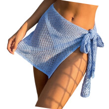 Women Beach Dress Swimsuit Cover Crochet Swimwears Wrap-Blue