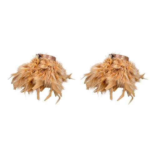 2 Pieces Bohemian Style Feather Bracelets Handmade For-Camel