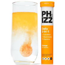 Phizz Daily 3-in-1 Electrolyte & Multivitamin Orange Tablets – 20 Count