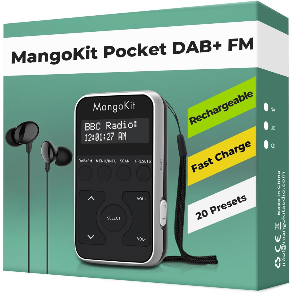 Mp1 Pocket Dab/Dab+And Fm Digital Radio,Portable Personal Mini Dab Radio With Earphones,Lockable Buttons 508275025341