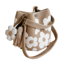 Fashionable Crochet Flower Purse Knitted Floral Shoulder-brown