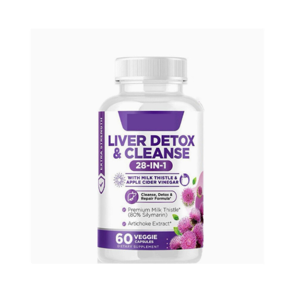 (60 Count (Pack of 1)) 28-In-1 Liver Detox & Cleanse - Liver Support Supplements - with Milk Thistle
