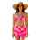 Alluring Design Swimsuit Three Piece Sheer Hide-rose red S 1