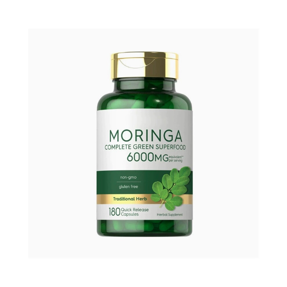 Green (180 Count (Pack Of 2)) Moringa 6000Mg Superfood Capsules, Natural Herb Supplement, Non-Gmo & Gluten Free, 180 Capsules