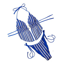 Fashionable Swimsuit 2 Piece Halterneck Swimwears For-Blue M