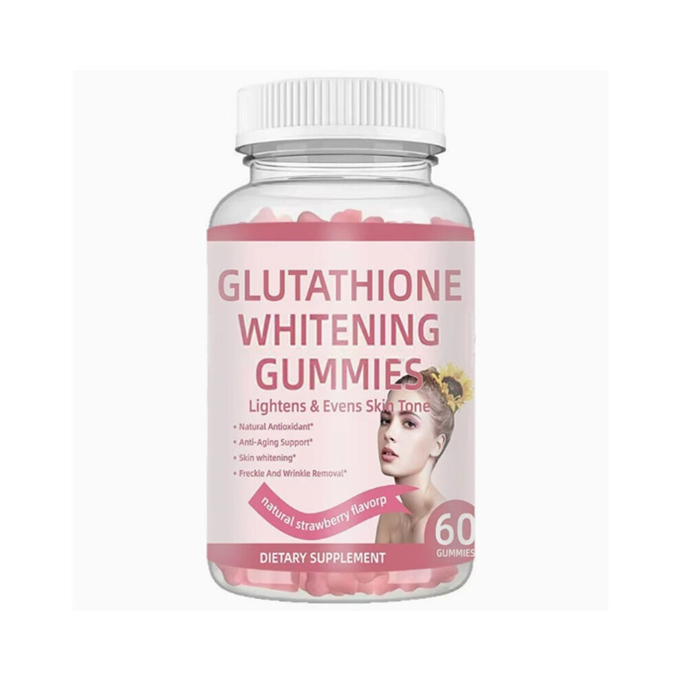 (60 Count (Pack of 1)) Glutathione Antioxidant Gummies, Skin Brightening & Anti-Aging Support, Natural Strawberry Flavour, 60 Gummies