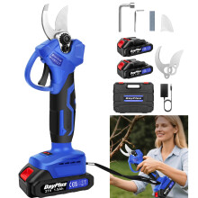 Cordless Garden Secateurs Scissors 21V Electric Pruning Shears Professional Garden Cut Tool 28mm Cutting Diameter with 2 Pack Battery Carry Case