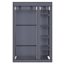 67 Inch Portable Clothes Closet Wardrobe with Non Woven Fabric Cover Hanging Rod and 6 Shelves for Bedroom Dormitory Gray