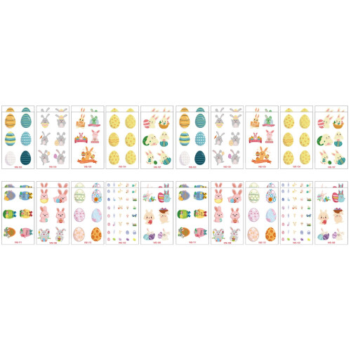 40Stickers Étanches Lapin Et Œufs Pâques Multicolores Décoratifs