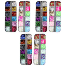 6Boîtes Glitter Ongles Variées Stickers 3D