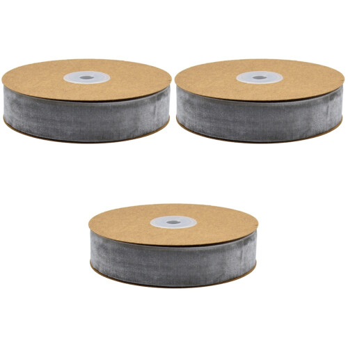 3Rouleaux Ruban Gris Textile Durable Pour Cadeau Déco DIY