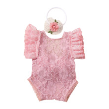 Babyfotografieset Delicate kanten bodysuit en bloeiende-L