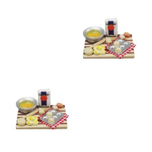 2Pièces Ensemble Mini Table Bois Durable Jouet Enfant